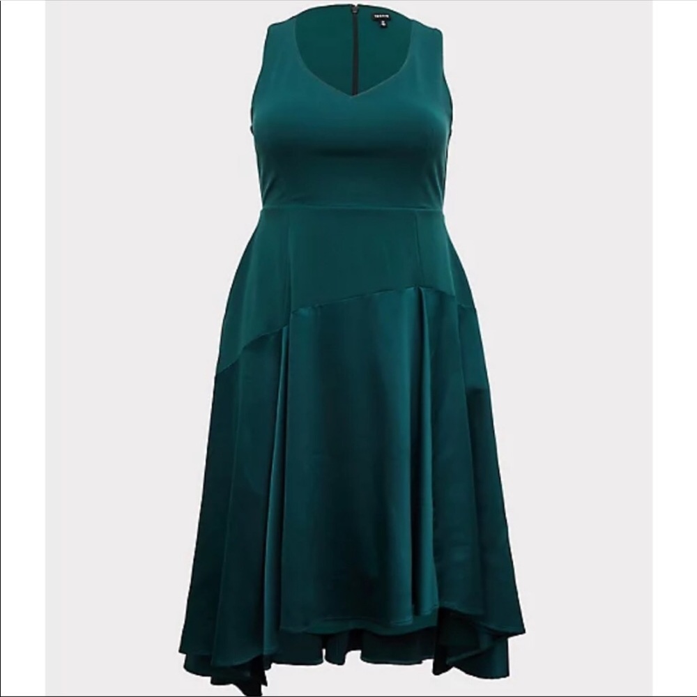 Emerald green high low dress from Torrid